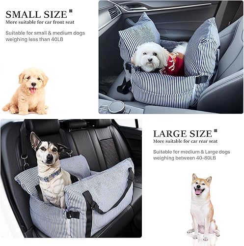Miniatura 2 de Asiento de coche para perro, asiento de automóvil para perros pequeños, medianos y grandes, asiento elevador para perros seguros y cómodos, cama de