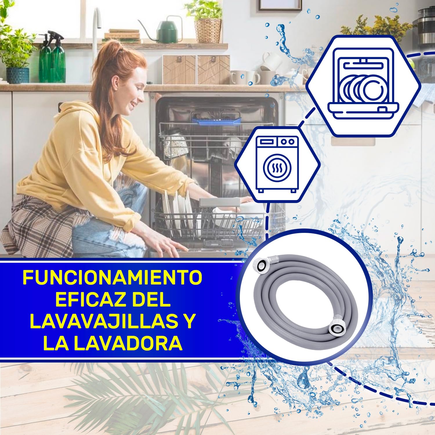 Manguera Lavadora y Lavavajillas 3 m para Entrada Agua para Temperaturas de hasta 25°C Presión de 20 a 60 Bar Conexión Recta y Ángulo Ø 3/4" - MADE IN ITALY - MONTERAL — view 7