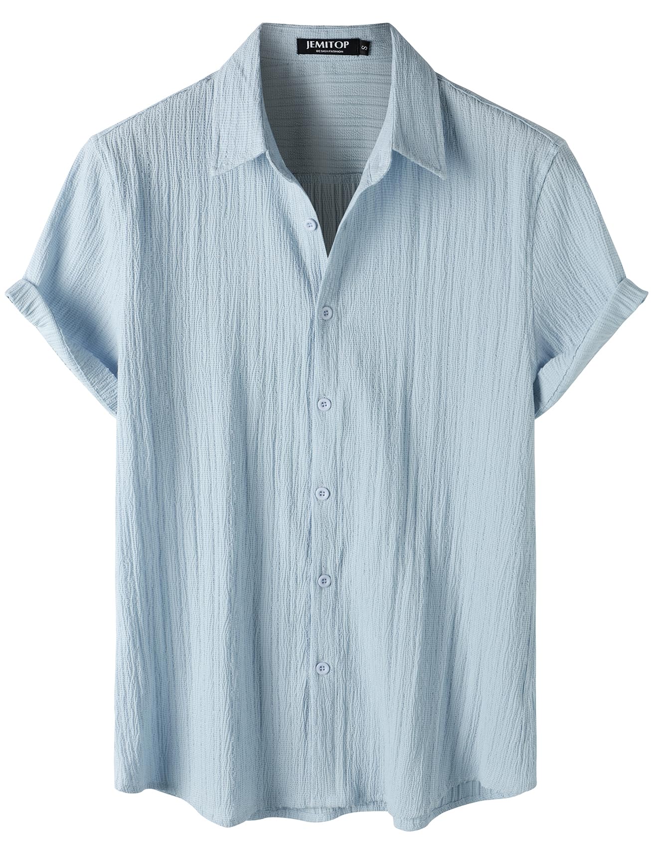 JEMITOPMen's Stylish Stretch Wrinkle Free Short Sleeve Button Down Shirt Summer Casual Beach Vacation Button up Shirts