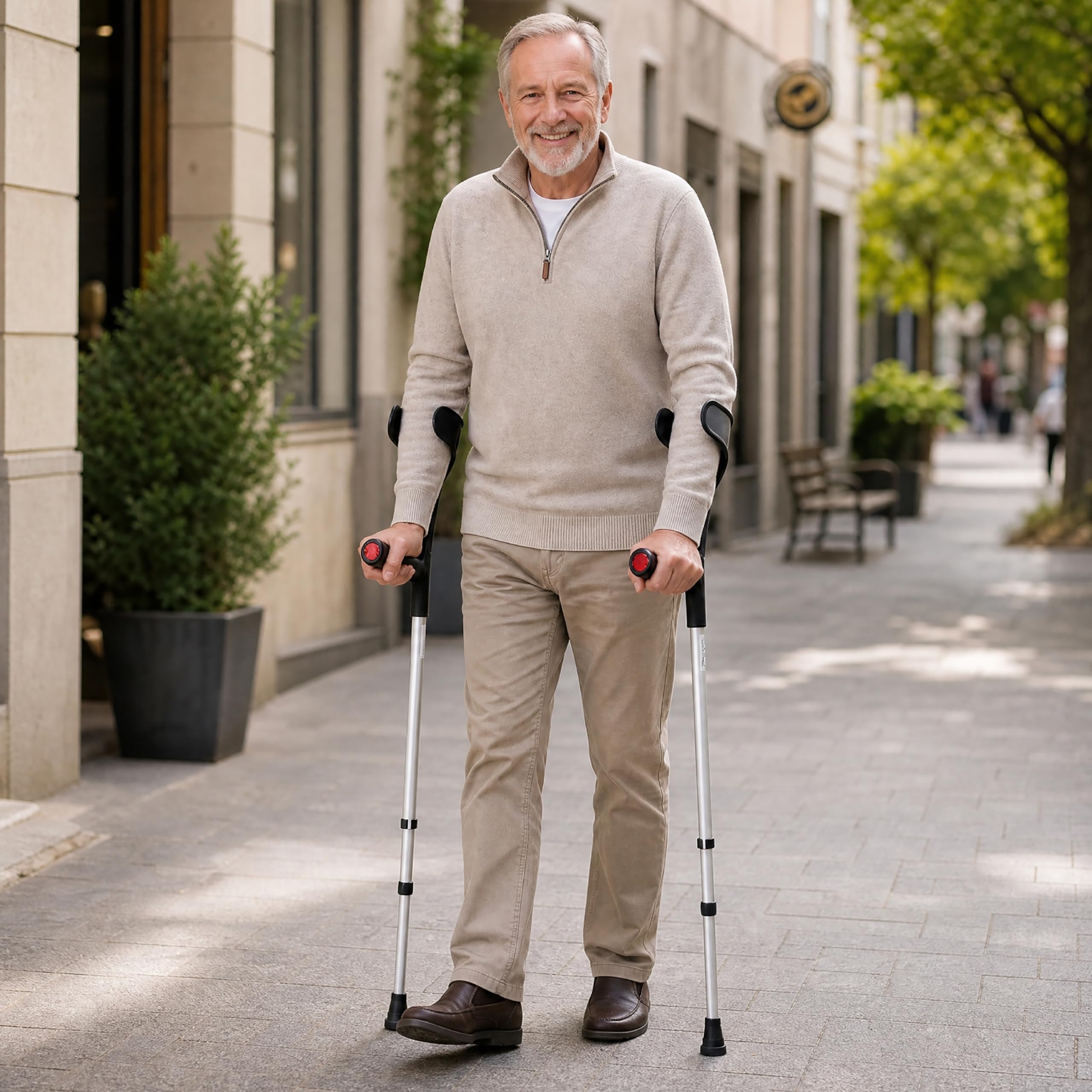 PEPE Mobility Béquilles Médicales Adultes (x2 Unités), Réglables, Canne Anglaise Orthopédique, Aluminium Noir - Fabriqué en Europe