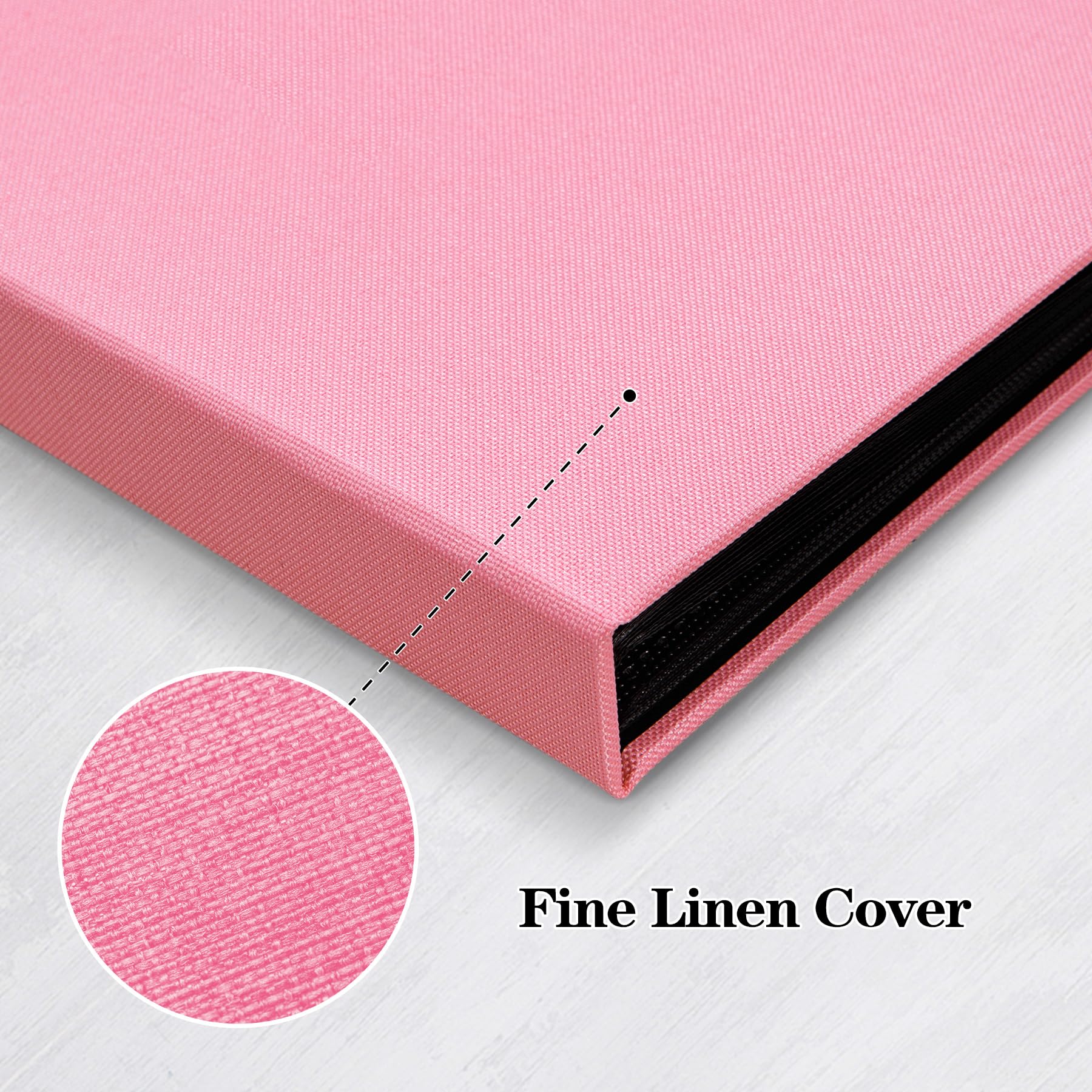 Mublalbum Lniany album na zdjęcia, 2 sztuki, 2 x 25 cm, mini księga przechwałek, każdy pomieści 52 pionowe kieszenie na pocztówki lub do przechowywania zdjęć (różowe)