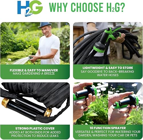 Miniatura 2 de HG Manguera de jardín ligera no expandible de 100 pies  Manguera de agua flexible de resistencia superior de 100 pies  Manguera multiusos