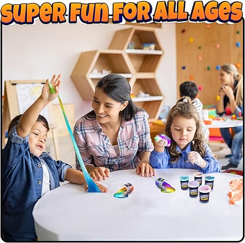 Miniatura 4 de Paquete de 15 masillas de limo arcoíris en varios colores neón, prefabricados con diseño de limo espacial a granel, antiadherente, gran recompensa