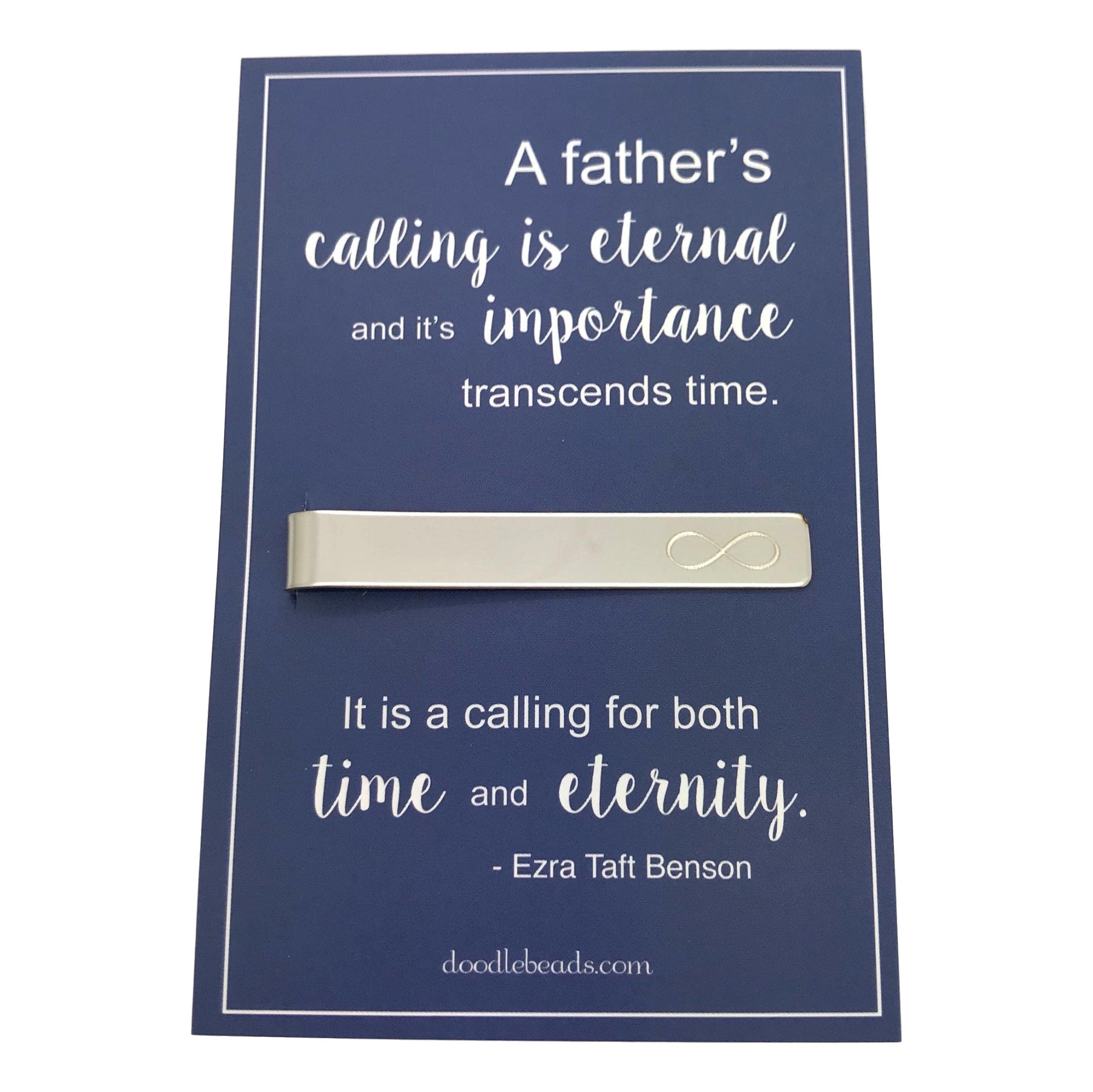 Father's Day Gift Infinity Tie Bar. Tie Clip with quote