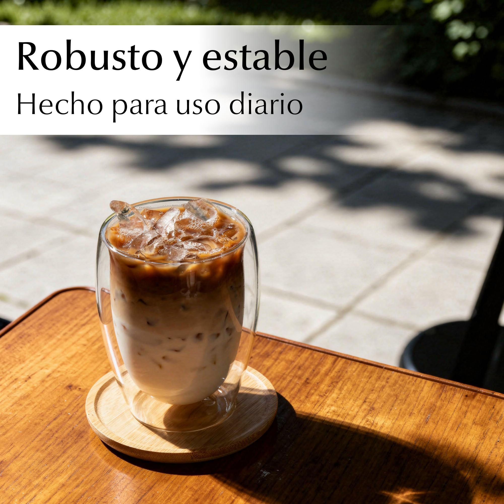 MIAMIO - Juego de 6 vasos para latte macchiato/vasos de café de doble pared/sin asa/vidrio/pared gruesa/vidrio borosilicato (350 ml)