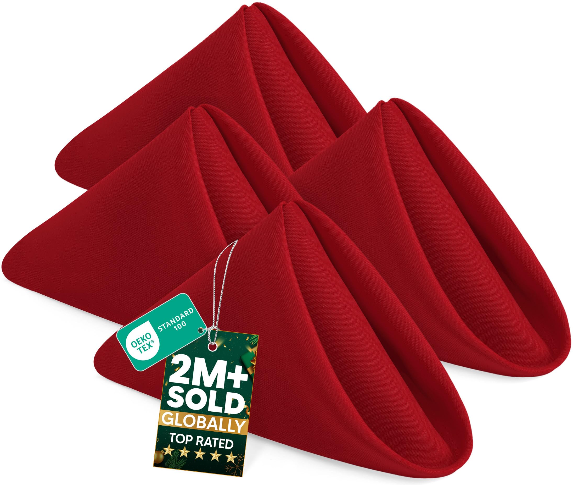 Utopia Home [24 Pack, Red] Cloth Napkins 17x17 Inches, 100% Polyester Hemmed Edges, Washable and Reusable Ideal for Parties, Weddings and Dinners