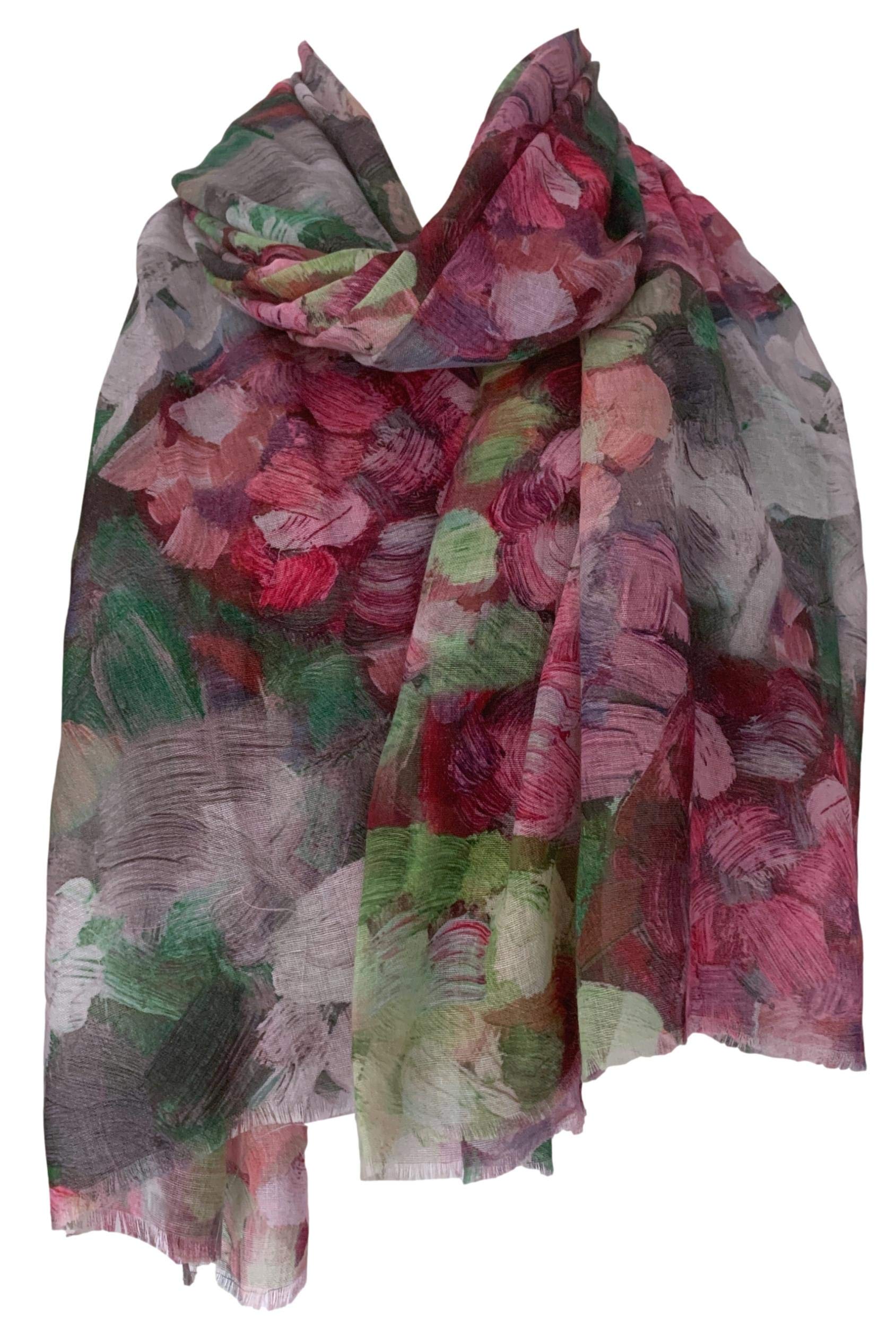 Purple Possum® Floral Scarf Pink Green Abstract Flowers Large Cerise Lime Flower Shawl Ladies Lightweight Wrap