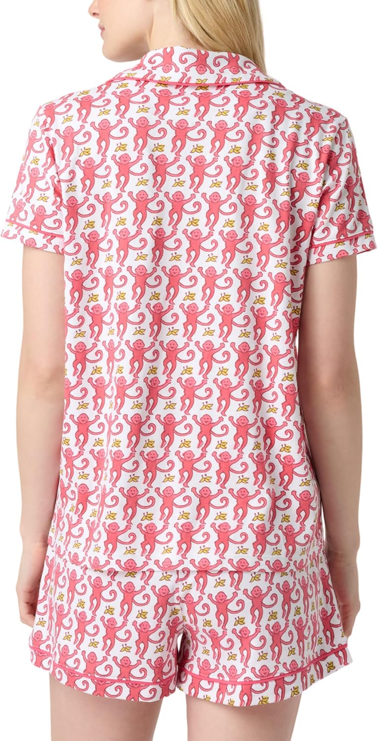 Womens Cute Monkey Pajamas Set Button Down Xmas Loungewear PJs image 4