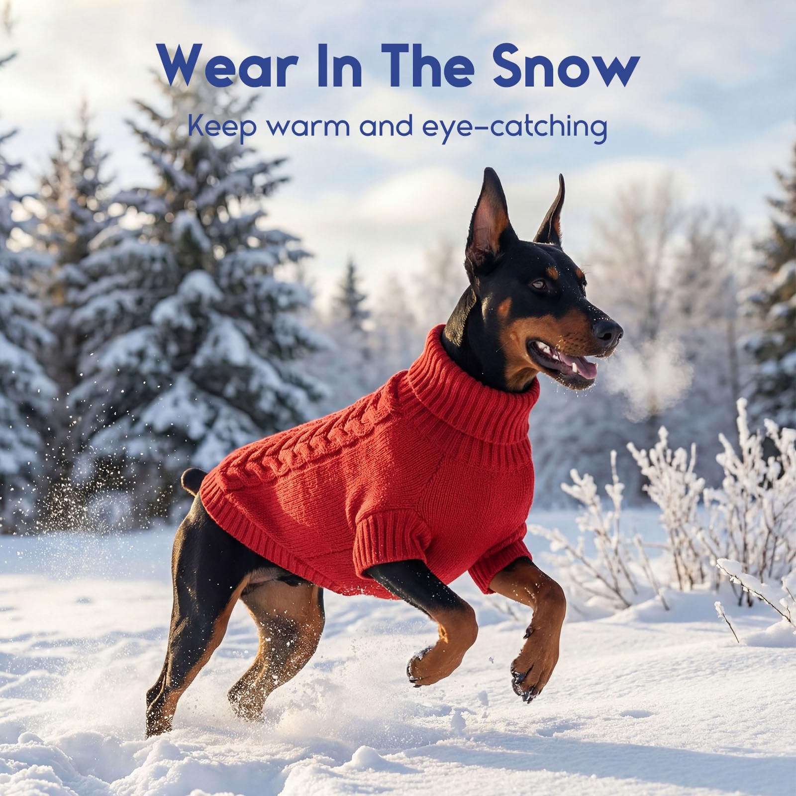 ASENKU Pull Chien Hiver Grand Chien, Pull Col Roulé Torsadé avec Trou Harnais pour Grand Berger, Vêtement Confortable pour Promenade hivernale