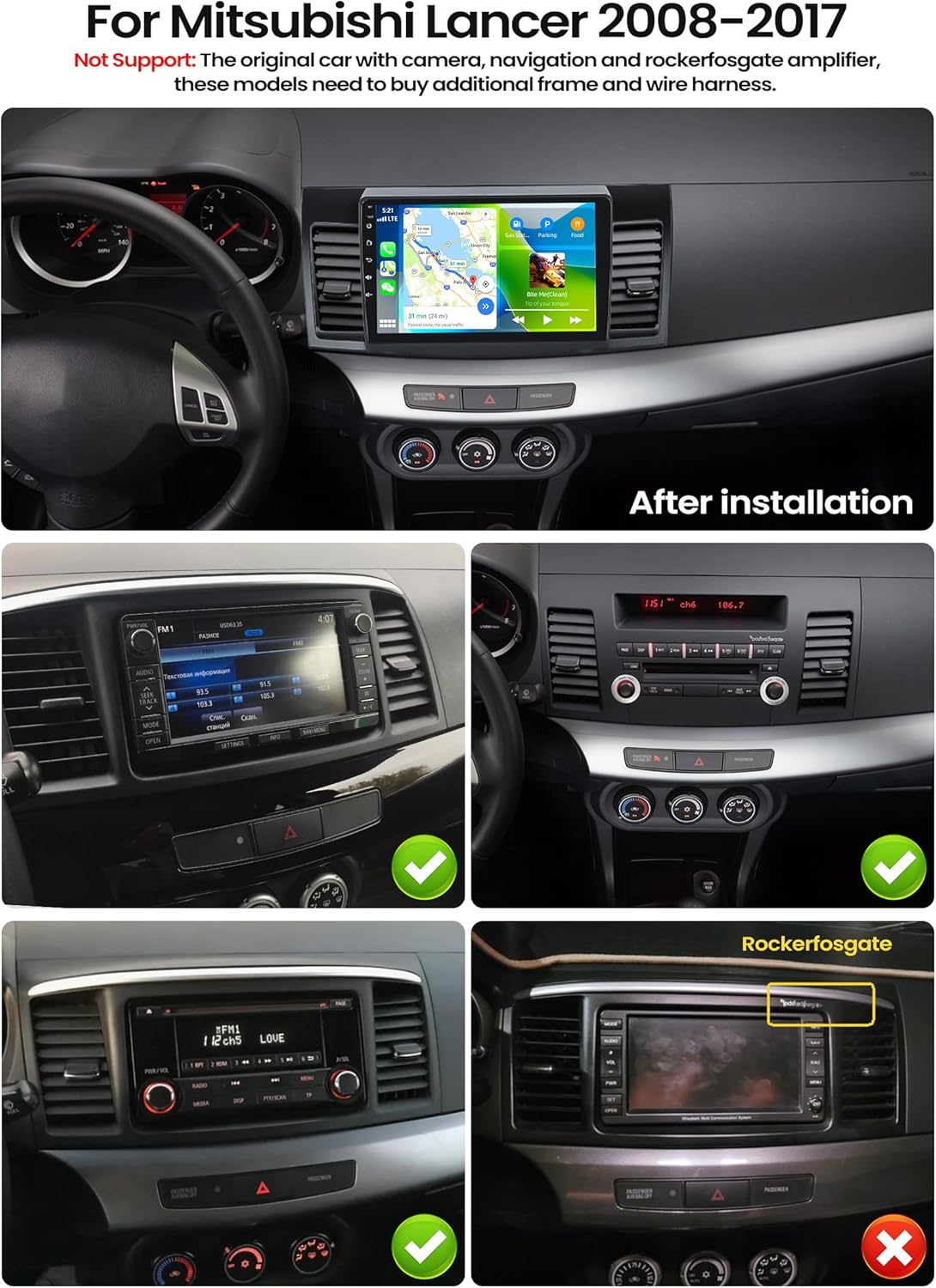 SIXTOP Android Car Stereo installed in a Mitsubishi Lancer EX dashboard
