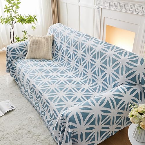 Miniatura 2 de LOMAO Funda de sofá para sofá modular de 3 cojines, funda de sofá en forma de L con borlas, protector de sofá de felpilla lavable y reversible para