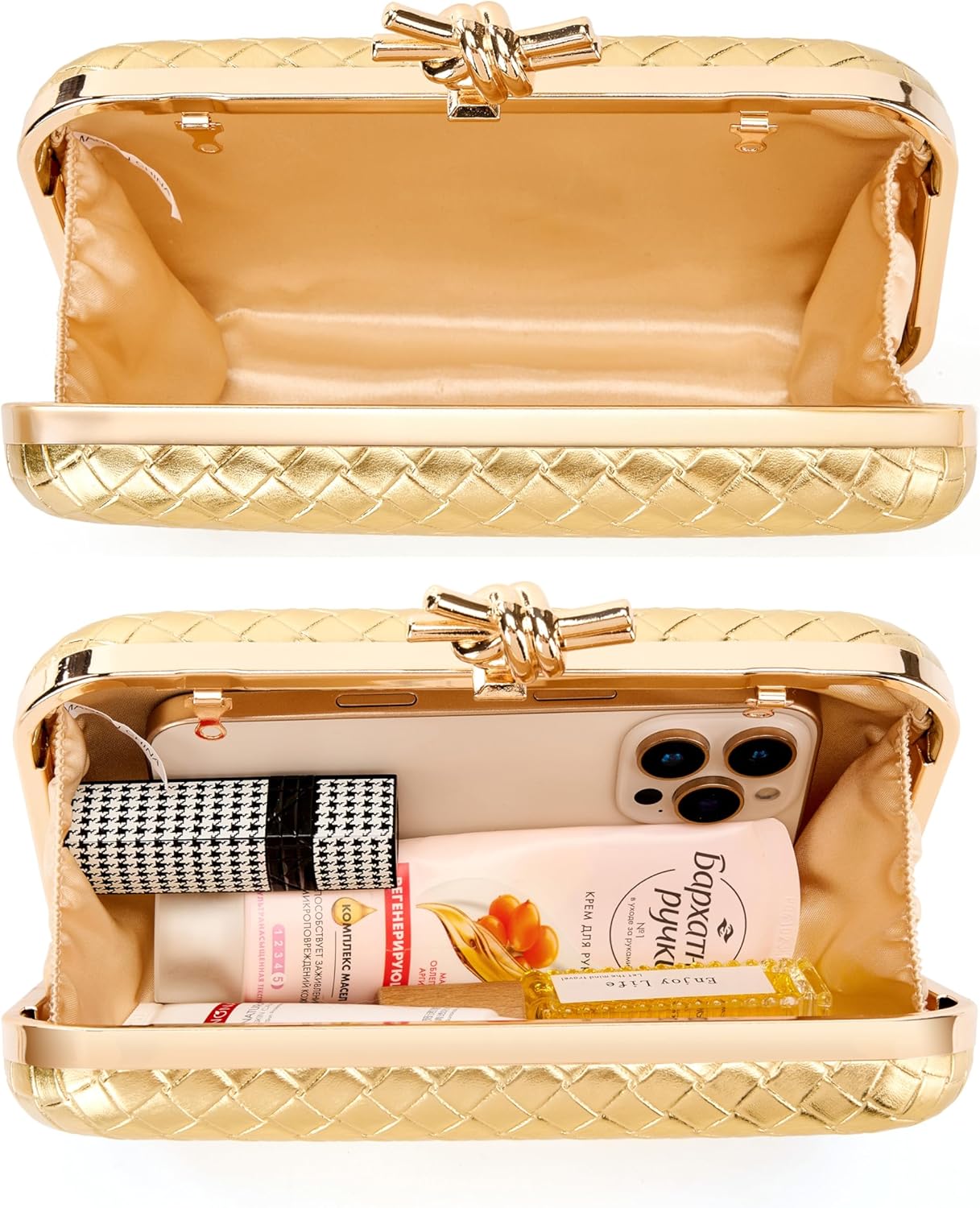 Clutch Purses for Women Evening Wedding Chic Woven Bag Formal PU Leather Purse Handbags - Image 4