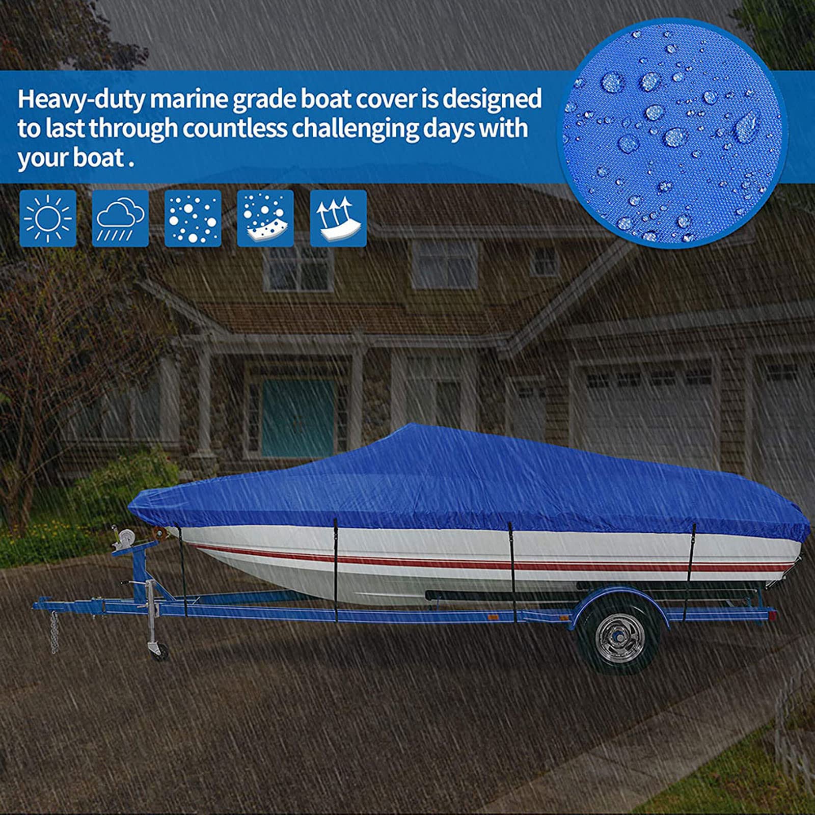 Copertura della Barca，Coperture Barche，Telo Copribarca - Copertura per yacht，Copertura Protettiva per Barche in Tessuto Oxford 210D Impermeabile Resistente ai Raggi UV,Multicolore e varie dimensioni
