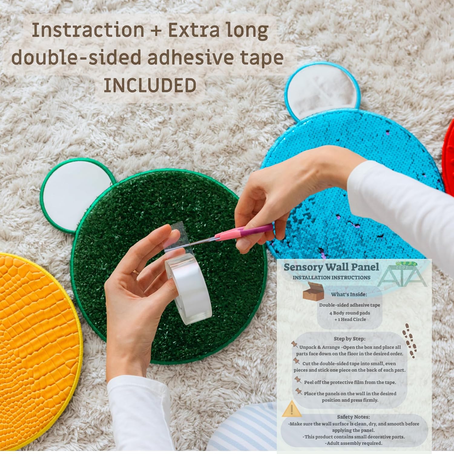 Sensory Wall Panel for Kids Ages 3+ - Caterpillar Tactile Texture Board for Fine Motor Skills & Calm Down Corners - Screen-Free Sensory Wall Toy for Home, Classroom & Autism Support