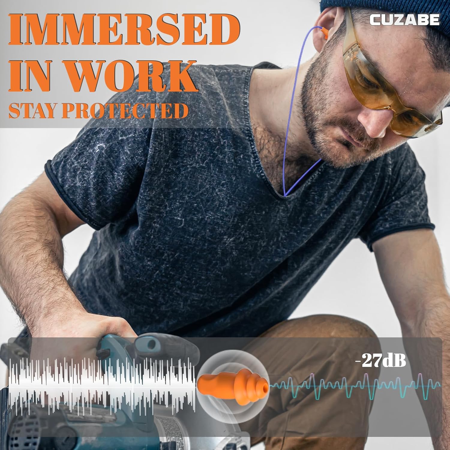 Ear Plug Headphones for Work, Wired Earplug Headphones USB Type C, Noise Isolating Work Earbuds for Noise Reduction Motorcycle Riding Construction - Image 2