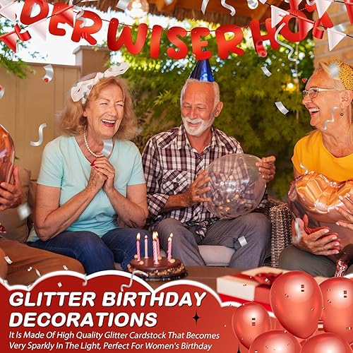 Miniatura 94 de Fulmoon Juego de 3 carteles de cumpleaños con purpurina para mujeres de 30, 40, 50, 60, 70, 80, cumpleaños, regalo (dorado)