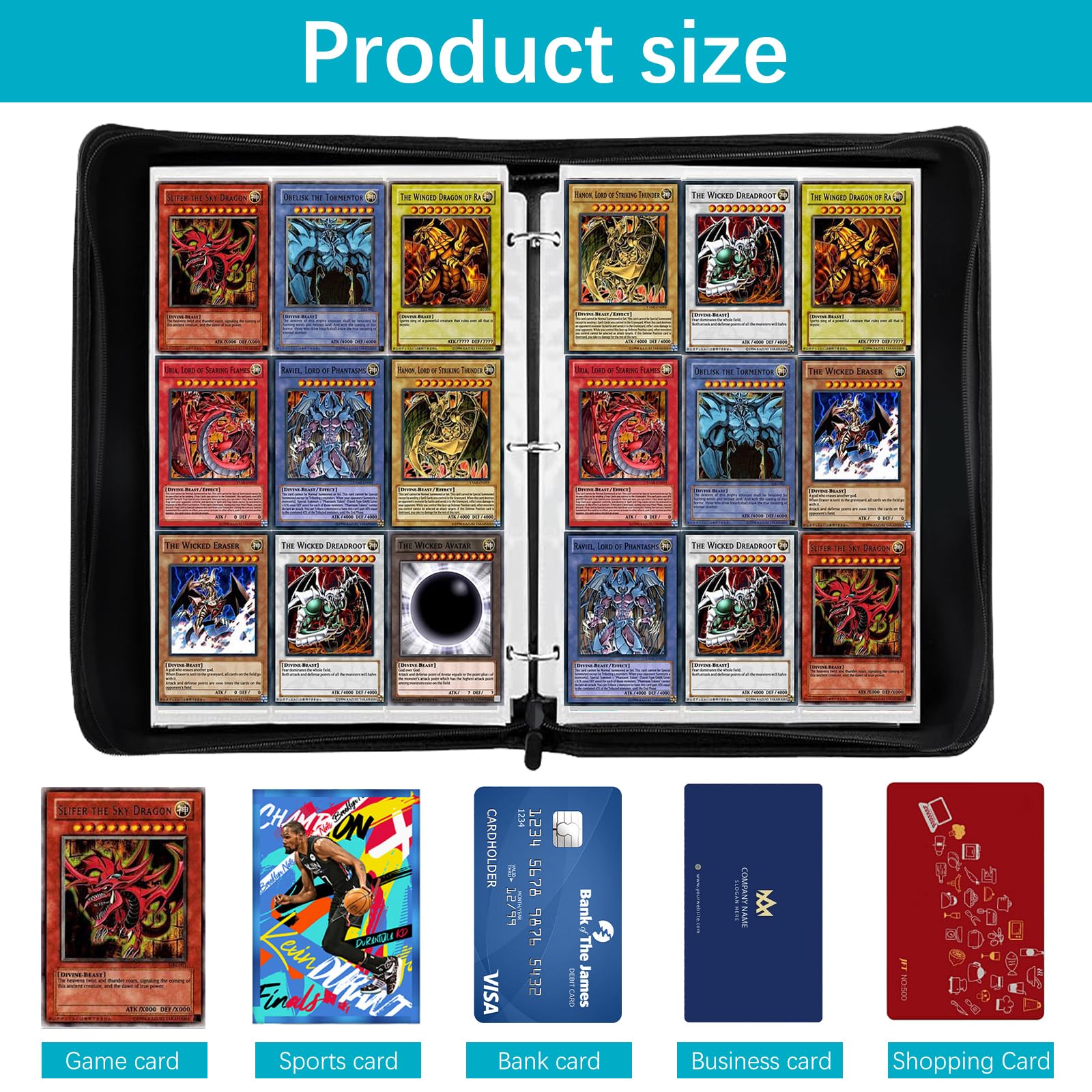 Card Guardian Segregator premium z 9 kieszeniami na 900 kart, zapięcie na zamek błyskawiczny i boczne kieszenie, kompatybilny z kartami kolekcjonerskimi i sportowymi, w tym Magic the