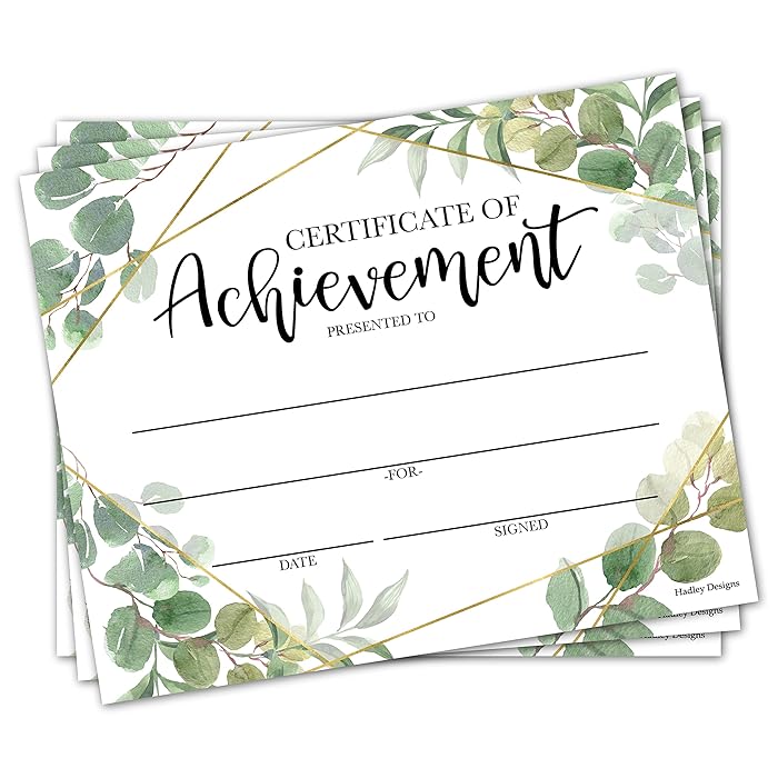 Buy 25 Greenery Certificate of Completion Award Certificate Paper for