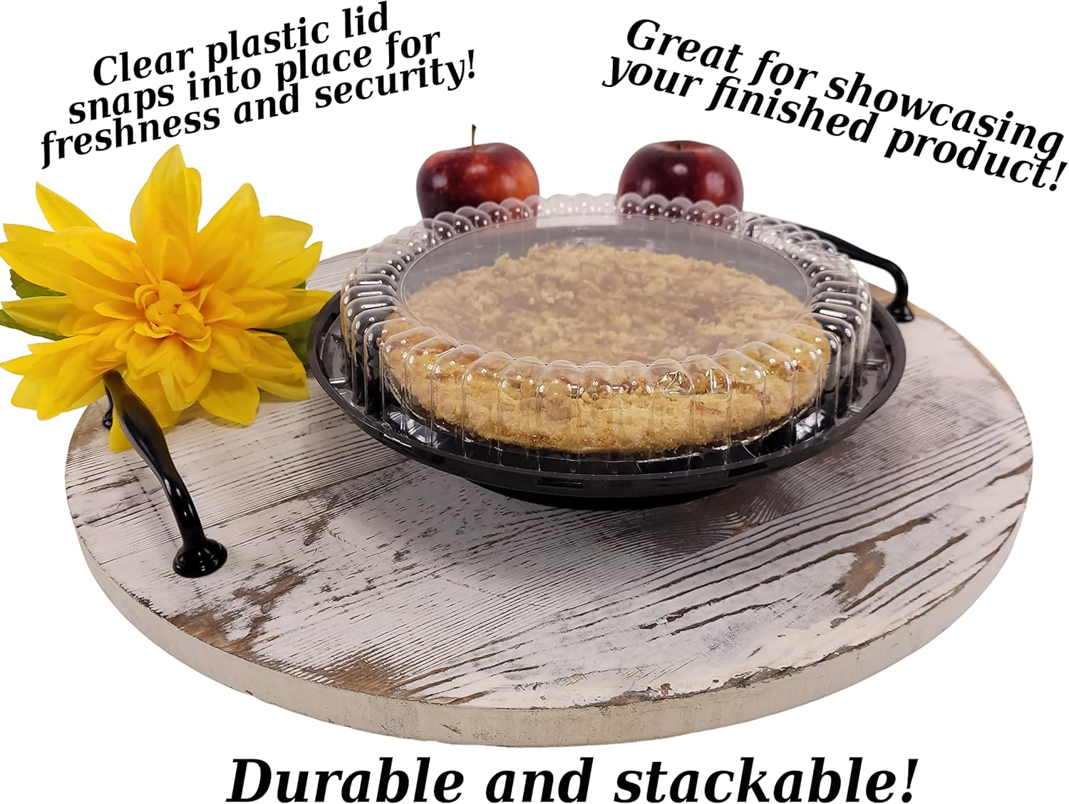 KitchenDance D & W Fine Disposable Pie Carrier with Clear Low Dome Lid - 9 Inches Reusable Pie Carrier for pies and Cupcakes - Perfect for Storing, Preparing Food - WJ40, 80 Count