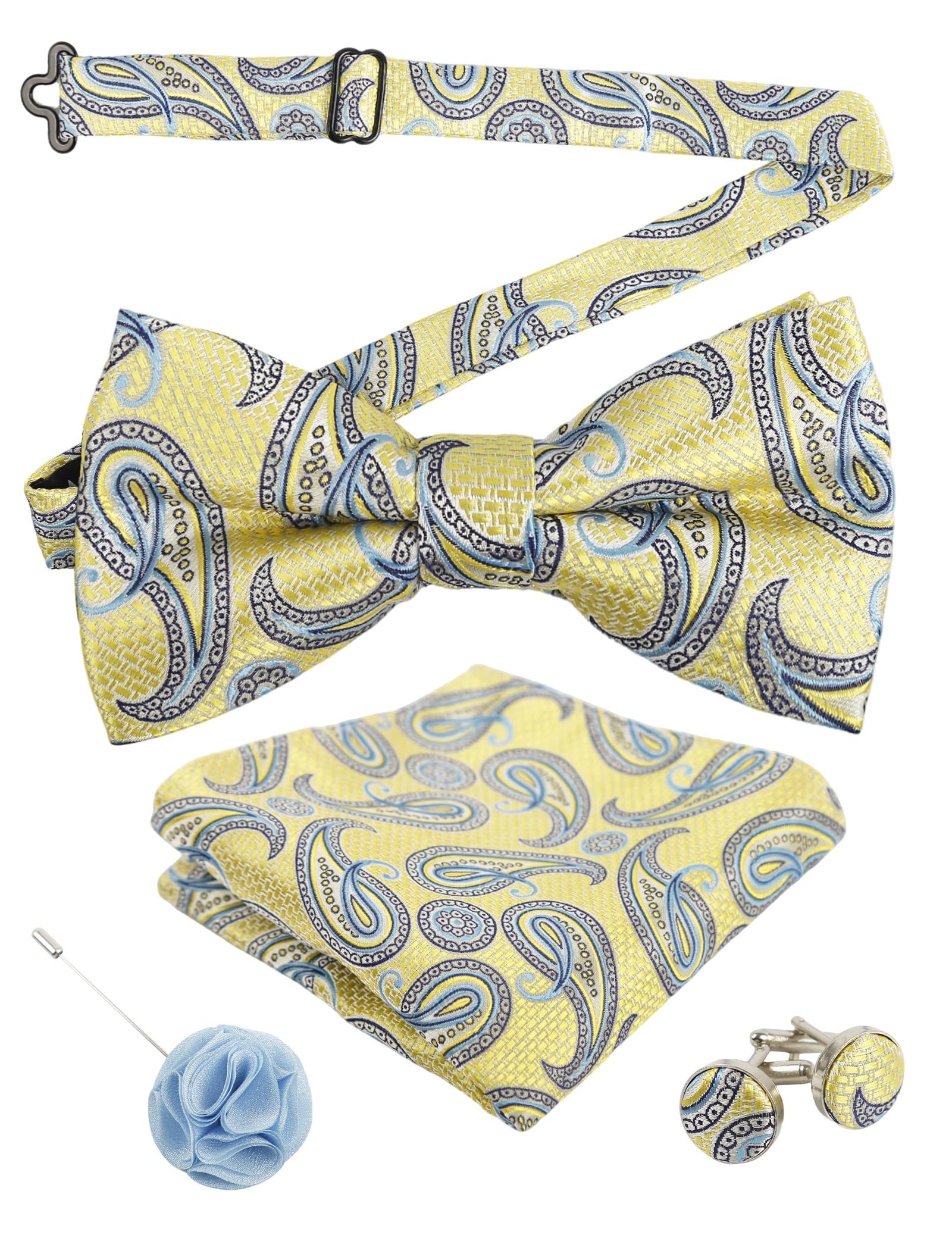 Alizeal Mens 4pcs Vintage Paisley Bow Tie Set