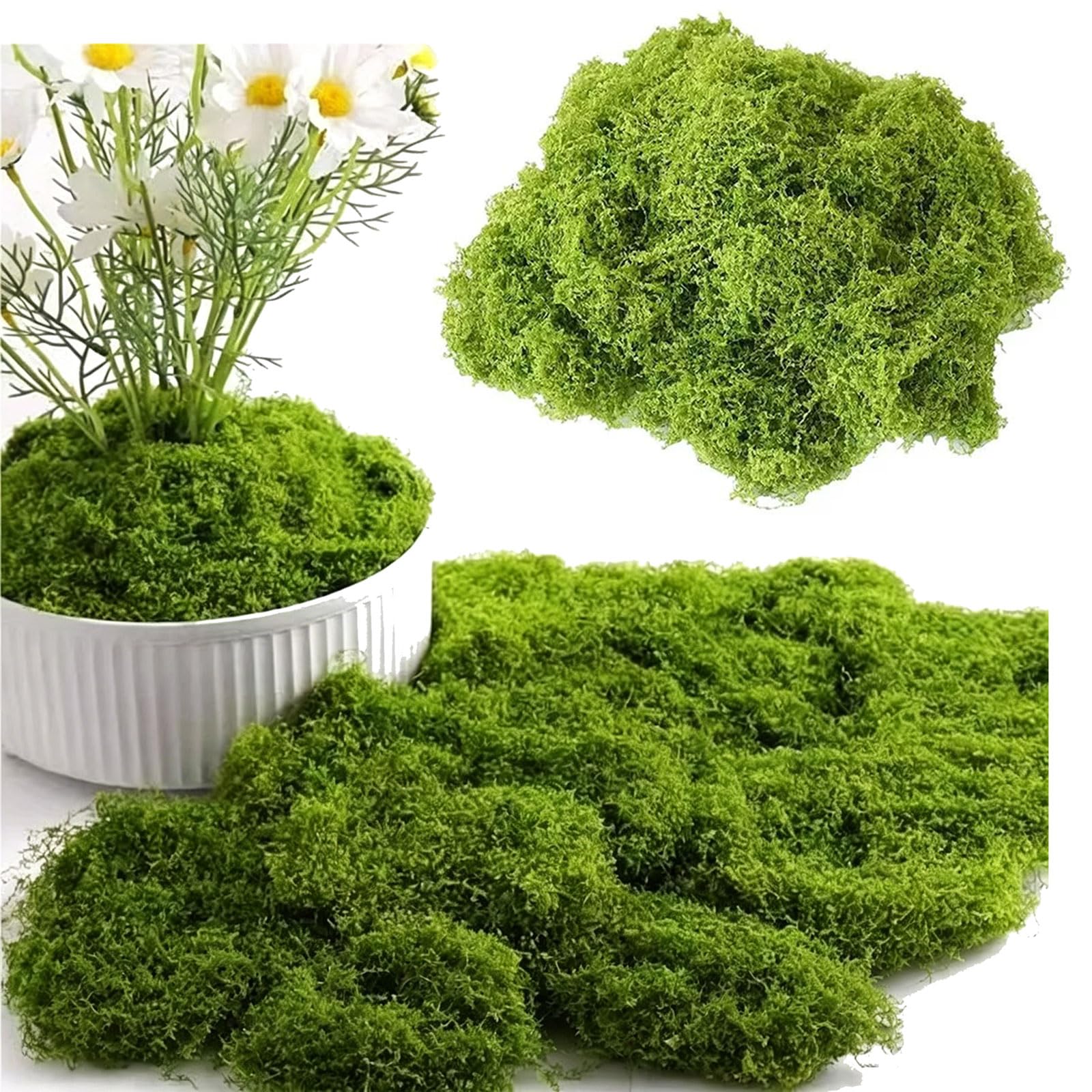 Htry Green 500G Artificial Moss Premium Fake Moss A Combination Of Filamentous Moss And Moss Mats In The Same Color For Terrarium Potted Plant Home Garden(Size:loose Moss 100G)