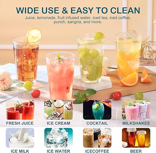 Miniatura 5 de Plastic Drinking Glasses (Set of 16), 17oz Plastic Tumblers, Acrylic Glasses Drinkware, Reusable Plastic Cups for kitchen, Stackable, BPA-Free,