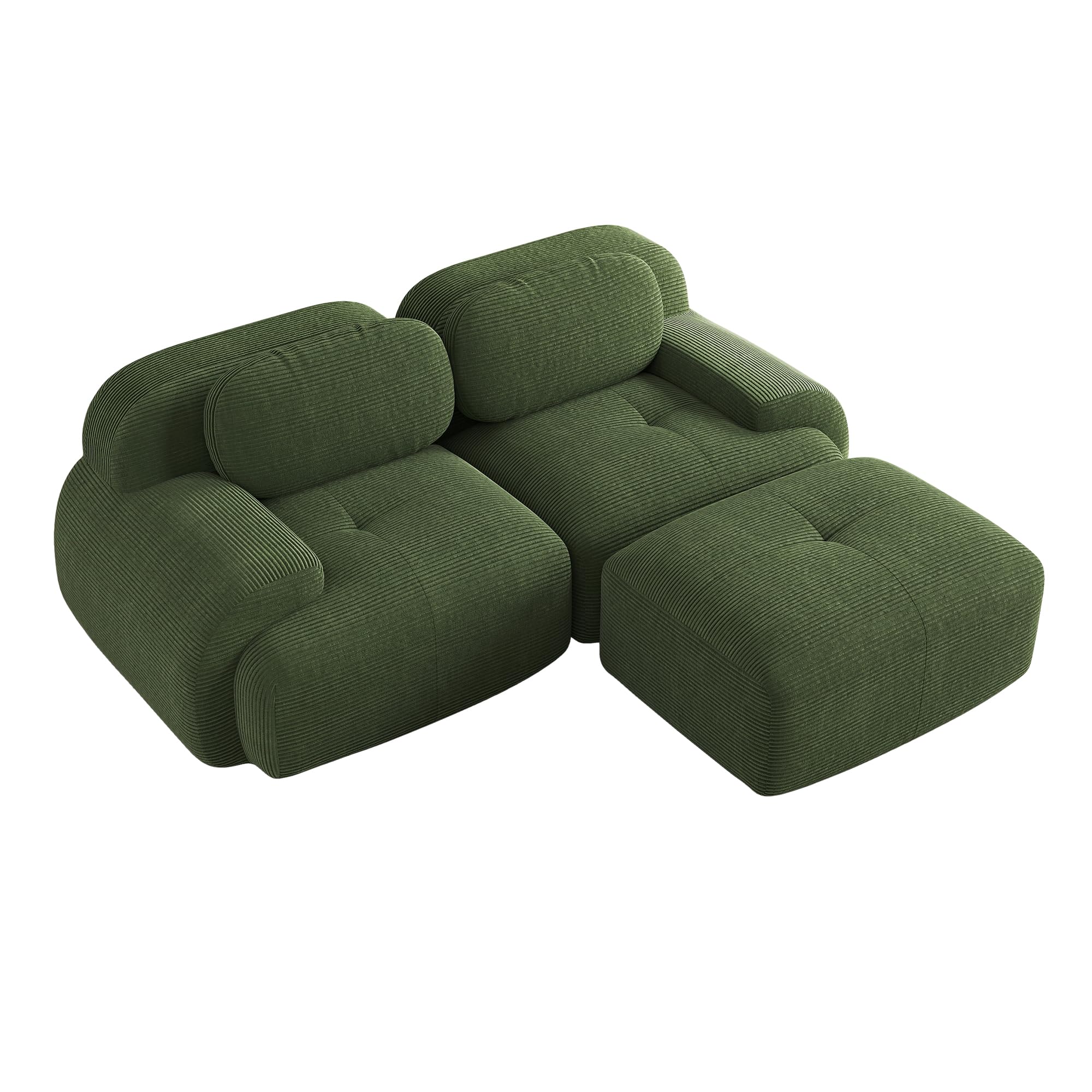 Modulares Ecksofa Rahmenlos Cord 2-Sitzer Boneless Sofa Green