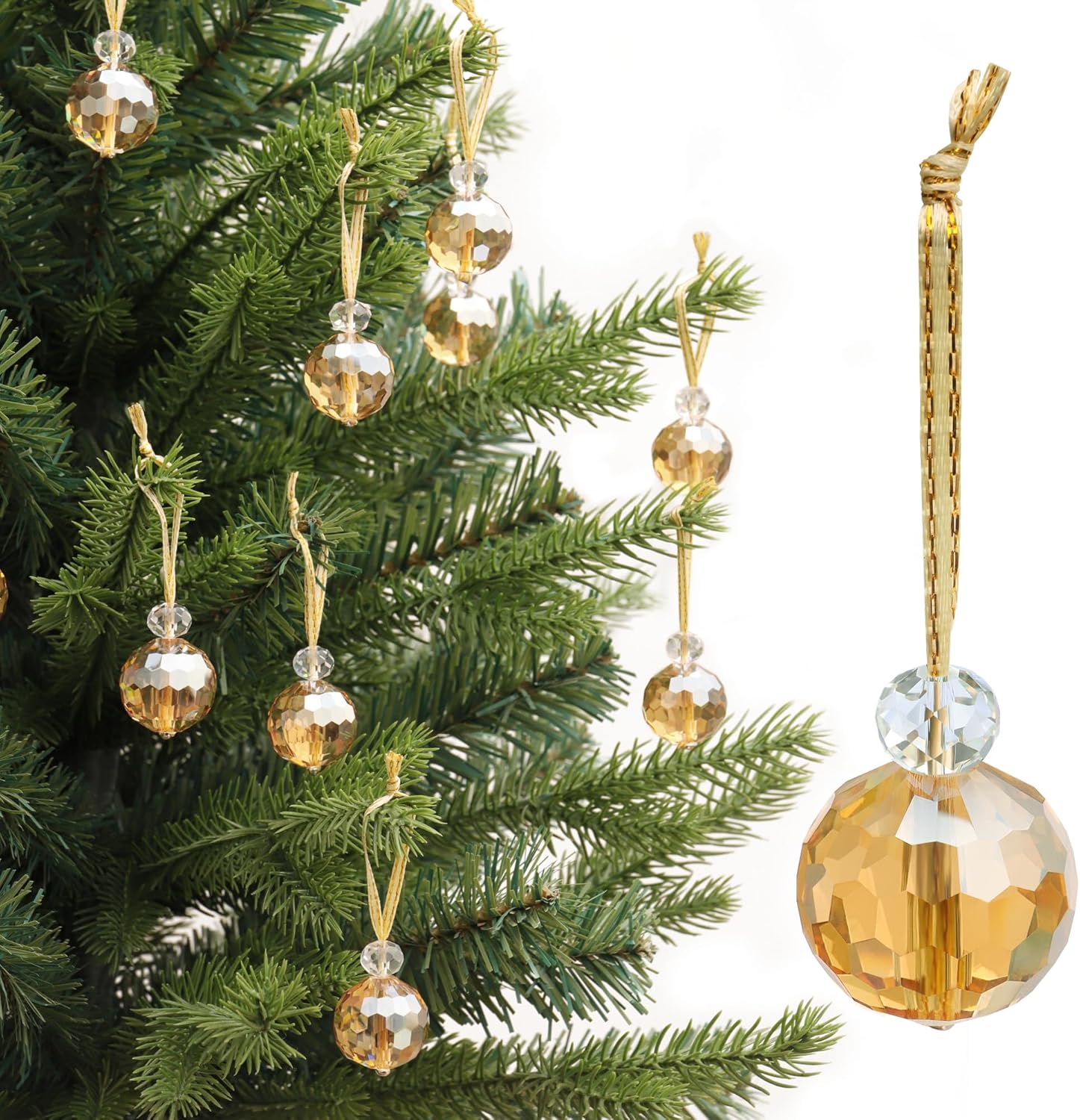 12 Pcs Crystal Glass Christmas Balls Ornaments, 0.87″ Mini Prism Ball Christmas Tree Decorations, Hanging Crystal Ornament Clearance for Xmas Wedding Party Home Decor (Gold) 12 Pcs Crystal Glass Christmas Balls Ornaments, 0.87″ Mini Prism Ball Christmas Tree Decorations, Hanging Crystal Ornament Clearance for Xmas Wedding Party Home Decor (Gold)