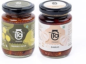 Ta Pickles | Mango Olive & Garlic Pickle | 150g [Pack of 2] Combo Made with Cold Pressed Oil | Homemade | Traditional Indian Taste | Natural | No Preservatives
