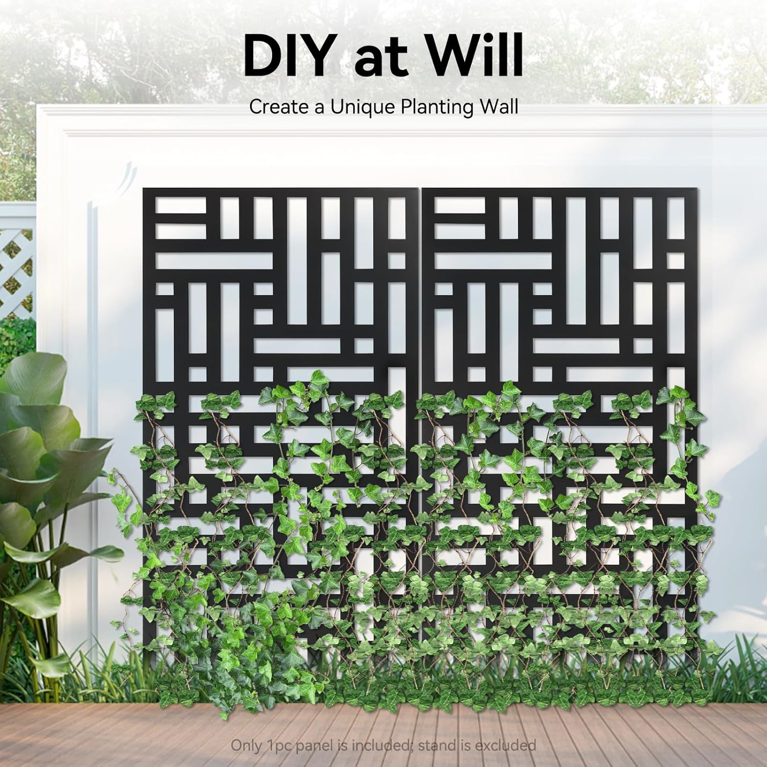 Decorative Outdoor Divider Panels, Freestanding Lightweight Privacy Screen & Panels, Metal Laser Cut Privacy Screen Patio Metal Fence with Hollow Design for Home Yard (Horizontal and Vertical Cross)