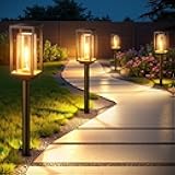 Solar Pathway Lights Outdoor Waterproof, 4 Pack Large Solar Lights Outdoor, Auto On/Off, Over 12 Hours Runtime, Garden Lights Solar Powered, Lighting for Path Yard Walkway Driveway Decor