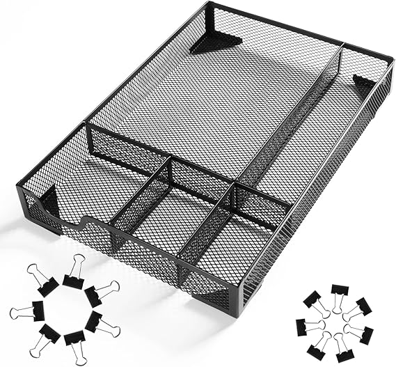 MBVVLZJVN Desk Drawer Organizer,5 Compartments Mesh Drawer