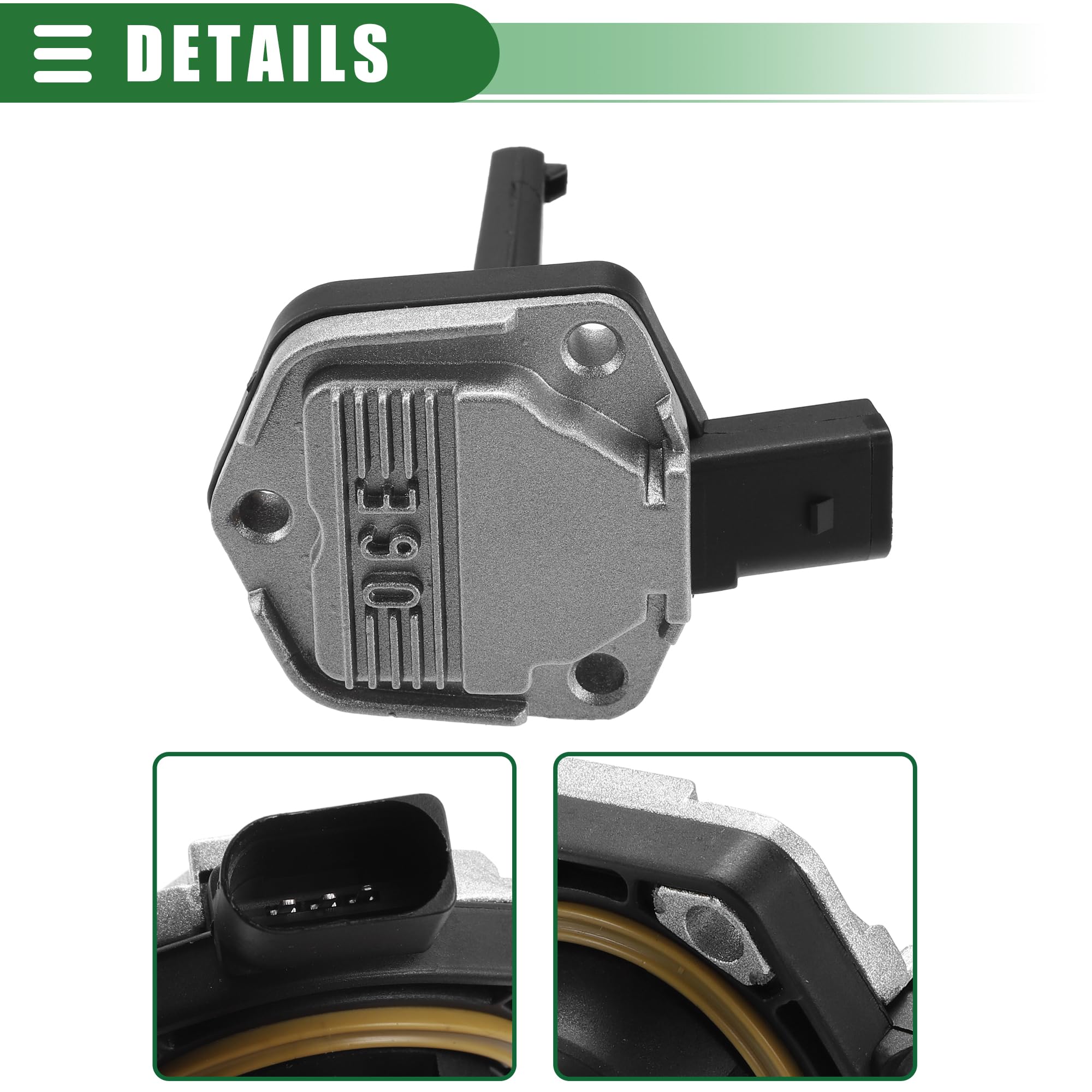 A ABSOPRO Sensor De Nivel De Aceite Para Audi A3 06-13 1Pc | Negro Plata Tono, Metal/Plástico, 105X93X67Mm, Oe 06E907660, Para Audi A4 05-09, A6 05-11, A8 07-10, Q3 15-18, Q7 07-10