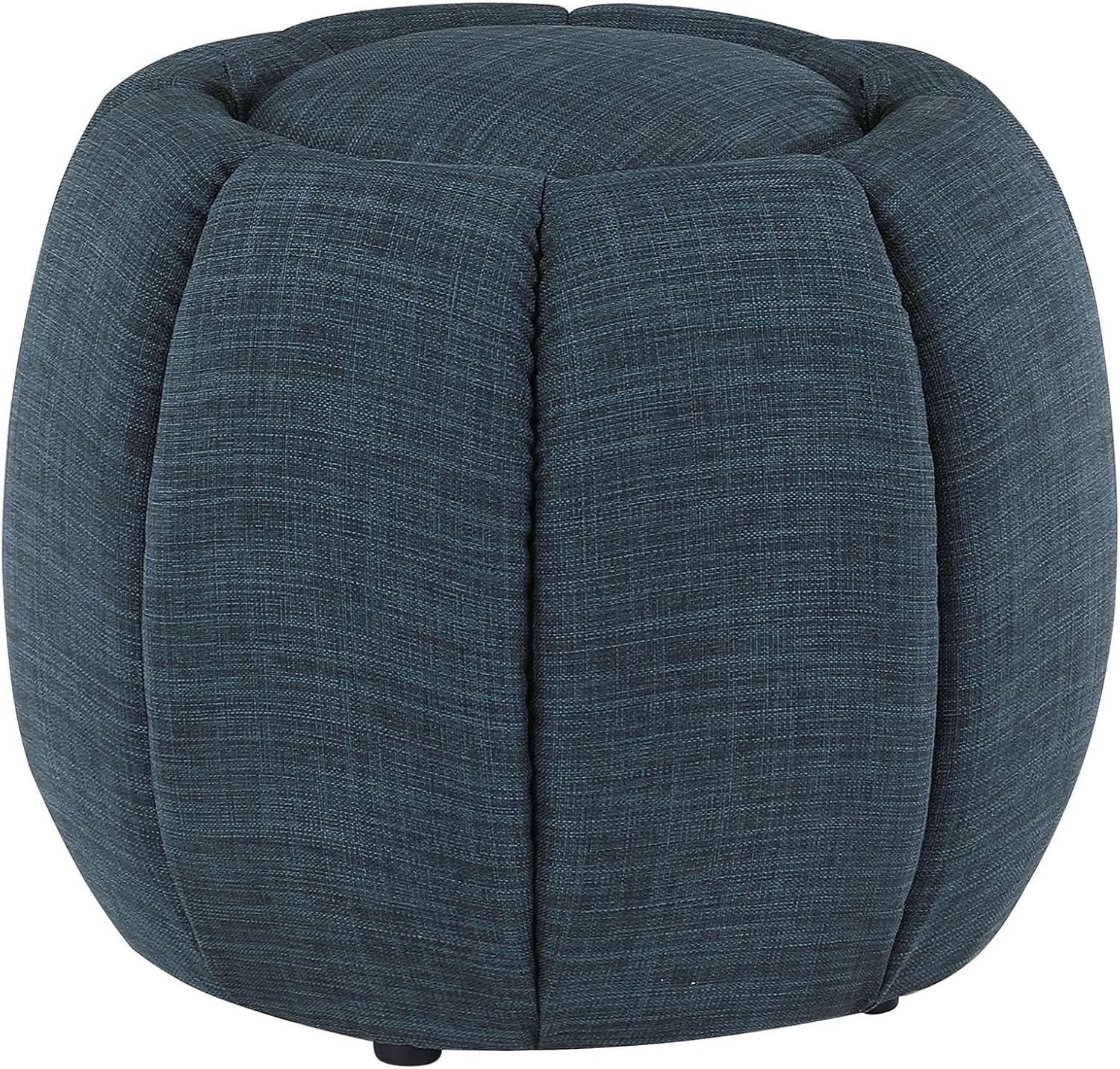 Convenience Concepts Designs4Comfort Daisy Accent Storage Ottoman 20" - Round Modern Upholstered Foot Stool and Small Table with Tray Lid for Living Room, Storage Ottoman Seat, Dark Blue Fabric