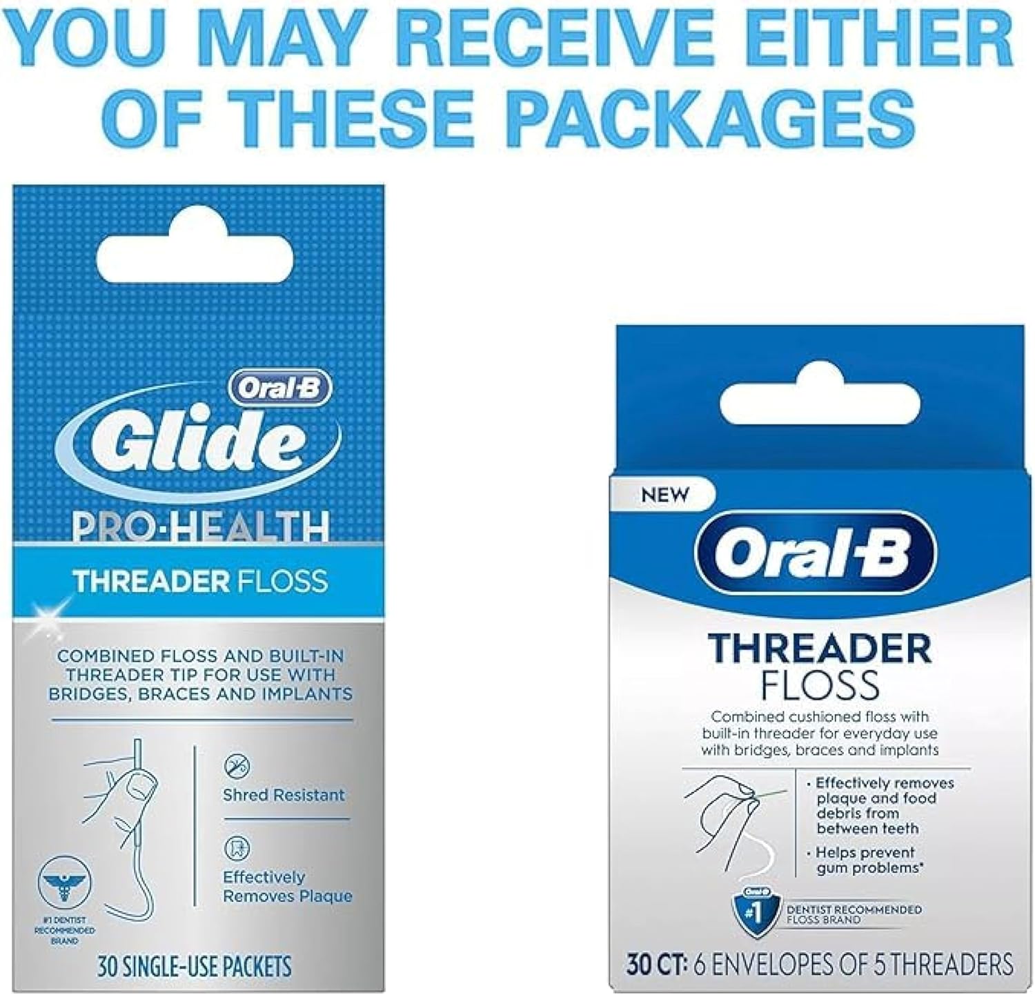 Oral-B Threader Floss 30 Count: 6 Envelopes of 5 Threaders (Pack of 5)