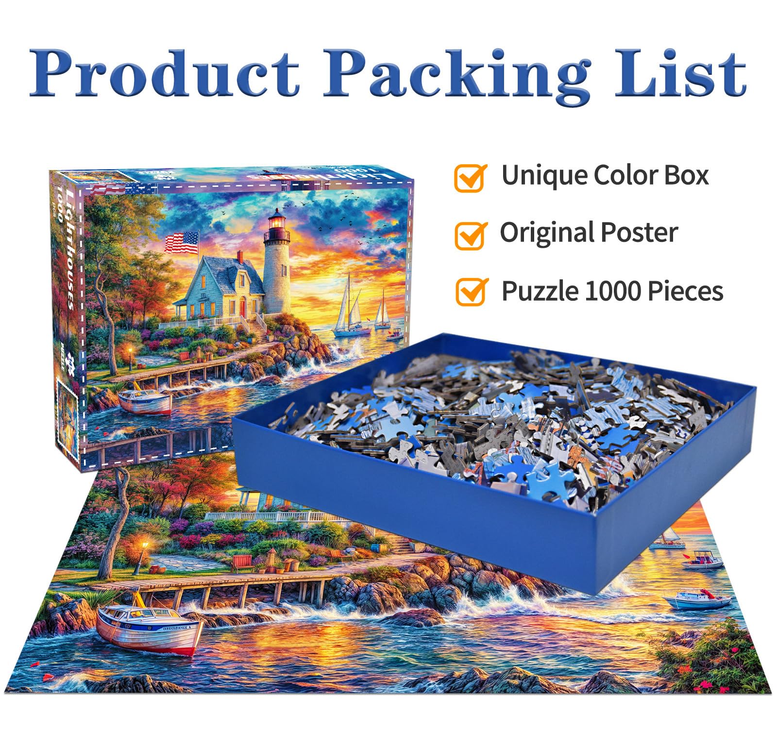 Puzzles 1000 Pieces for Adults Jigsaw Puzzles for adults 1000 Piece Puzzle Educational Games -Lighthouses- Beautiful Decoration Puzzle - Image 2