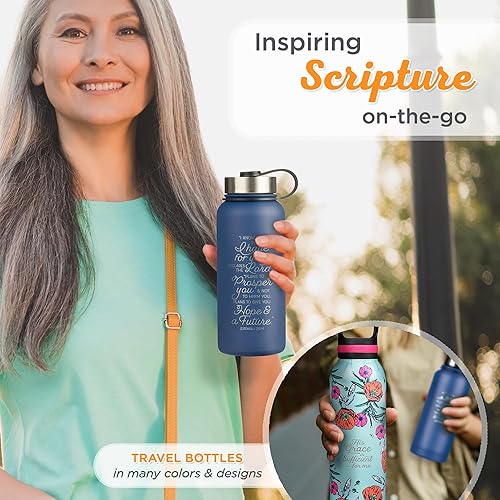 Miniatura 5 de Christian Art Gifts Botella de agua grande de acero inoxidable de doble pared sellada al vacío para mujeres, hombres y graduados I Know the Plans -