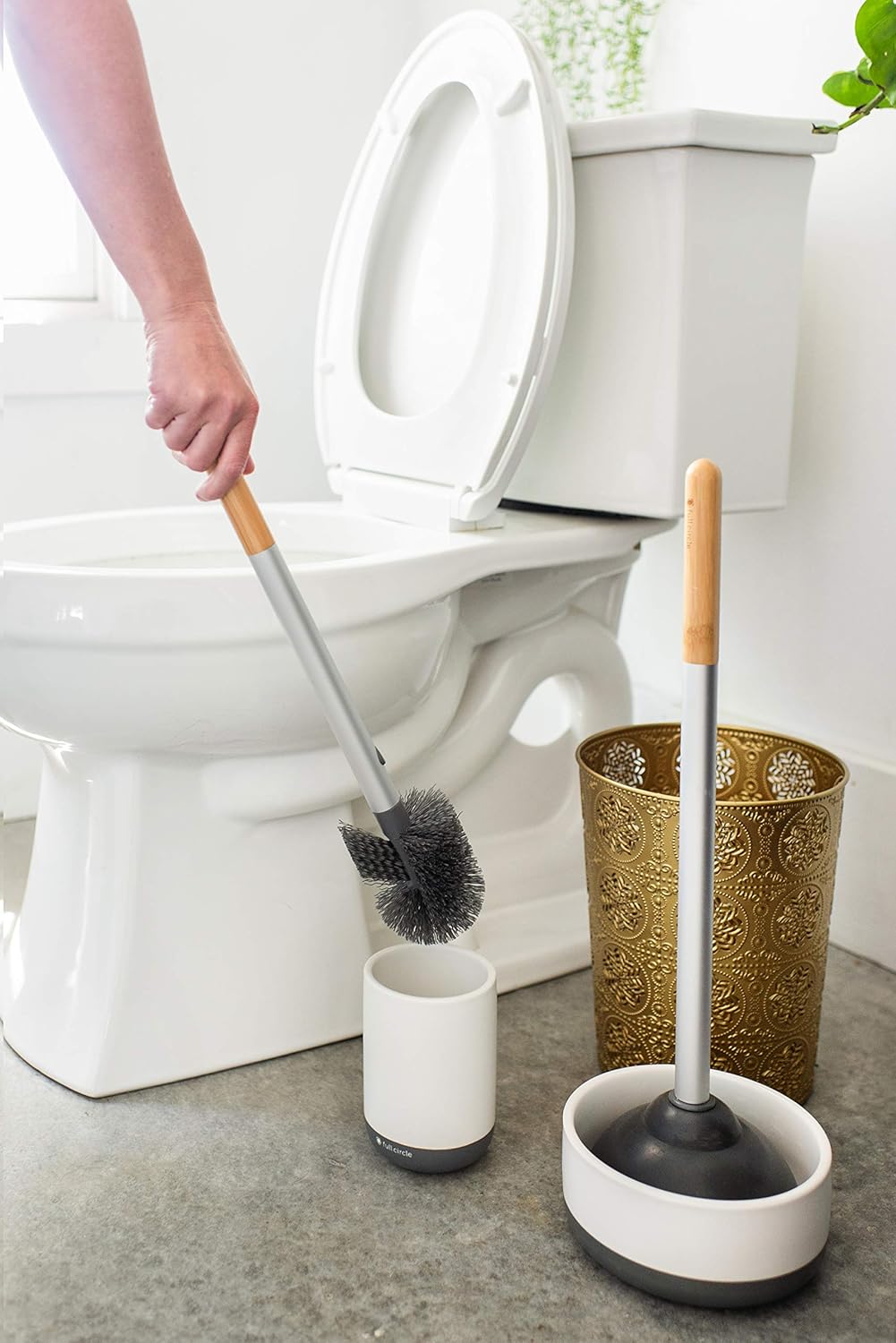 Full Circle Royal Plunge, Plunger, Bamboo Handle, White : Home & Kitchen