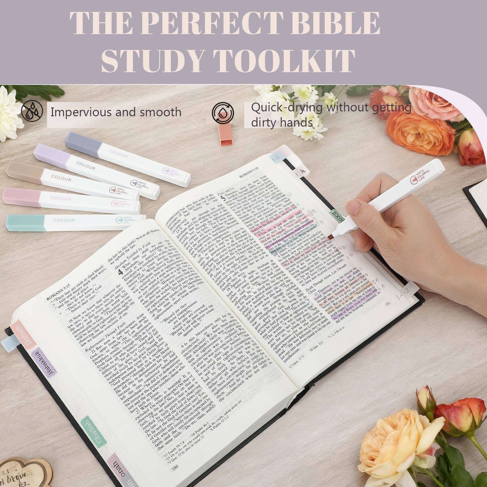 Custodia per bibbia da donna, borsa della Bibbia con tracolla, penna gel colorata, etichetta indice/evidenziatore, kit di diario biblico adesivo morbido a mano, design con cerniera incrociata