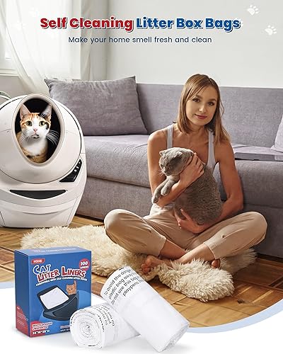 Miniatura 7 de Paquete de 100 bolsas de basura robot de 3 y 4 bolsas de basura, bolsas de revestimiento de caja de arena para gatos autolimpiantes, forros