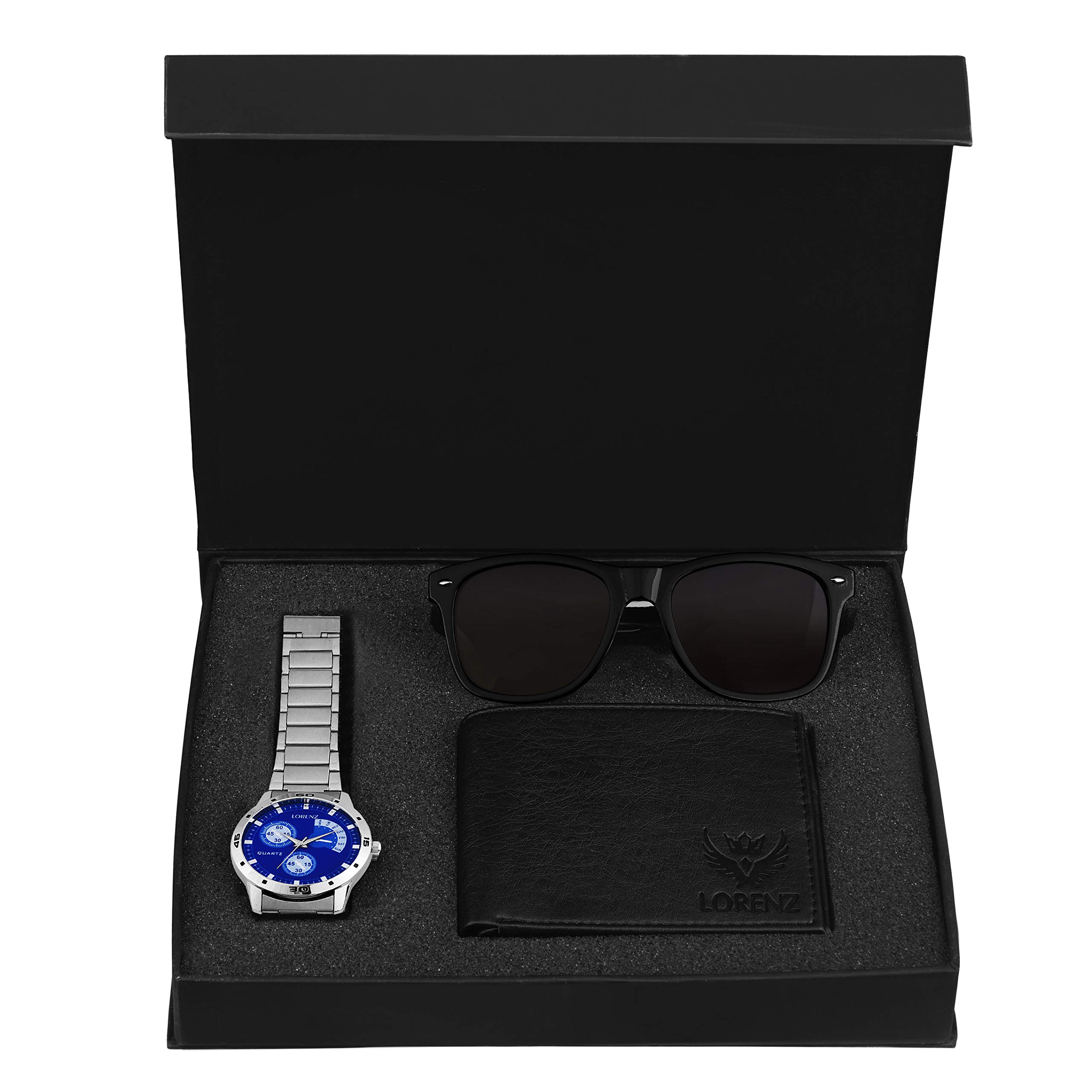 LORENZ Luxury Analog Mens Watch (Blue Dial Silver Colored Strap) (B07H7W9Y2G) Amazon Price History, Amazon Price Tracker