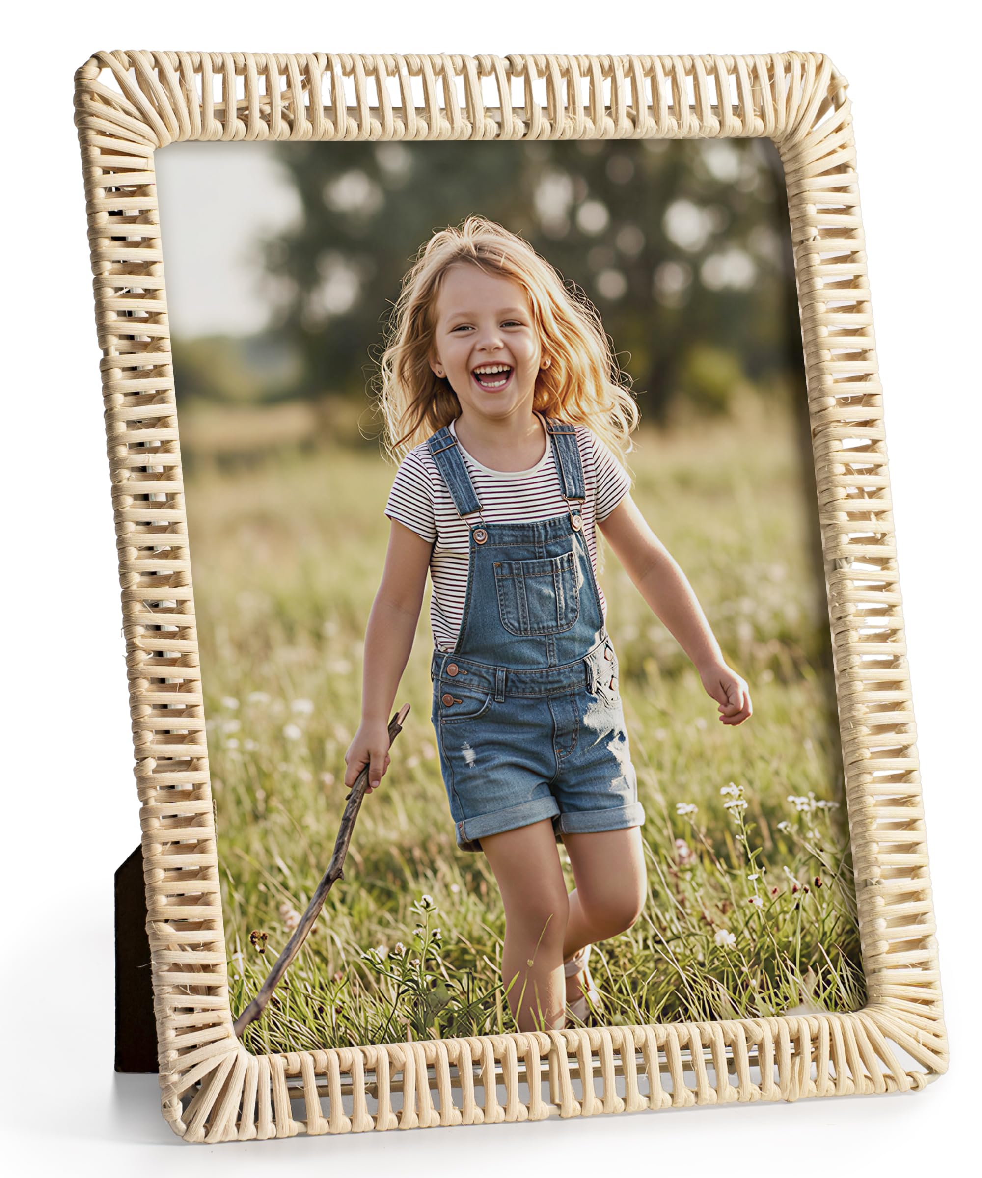 Afuly 10x8 Photo Frame Boho Handwoven Rattan 8x10 Picture Frames