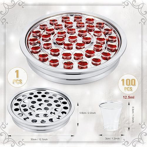 Miniatura 8 de Zhehao Juego de 2 bandejas de comunión para iglesias, platos para iglesia con vasos desechables (plateado)