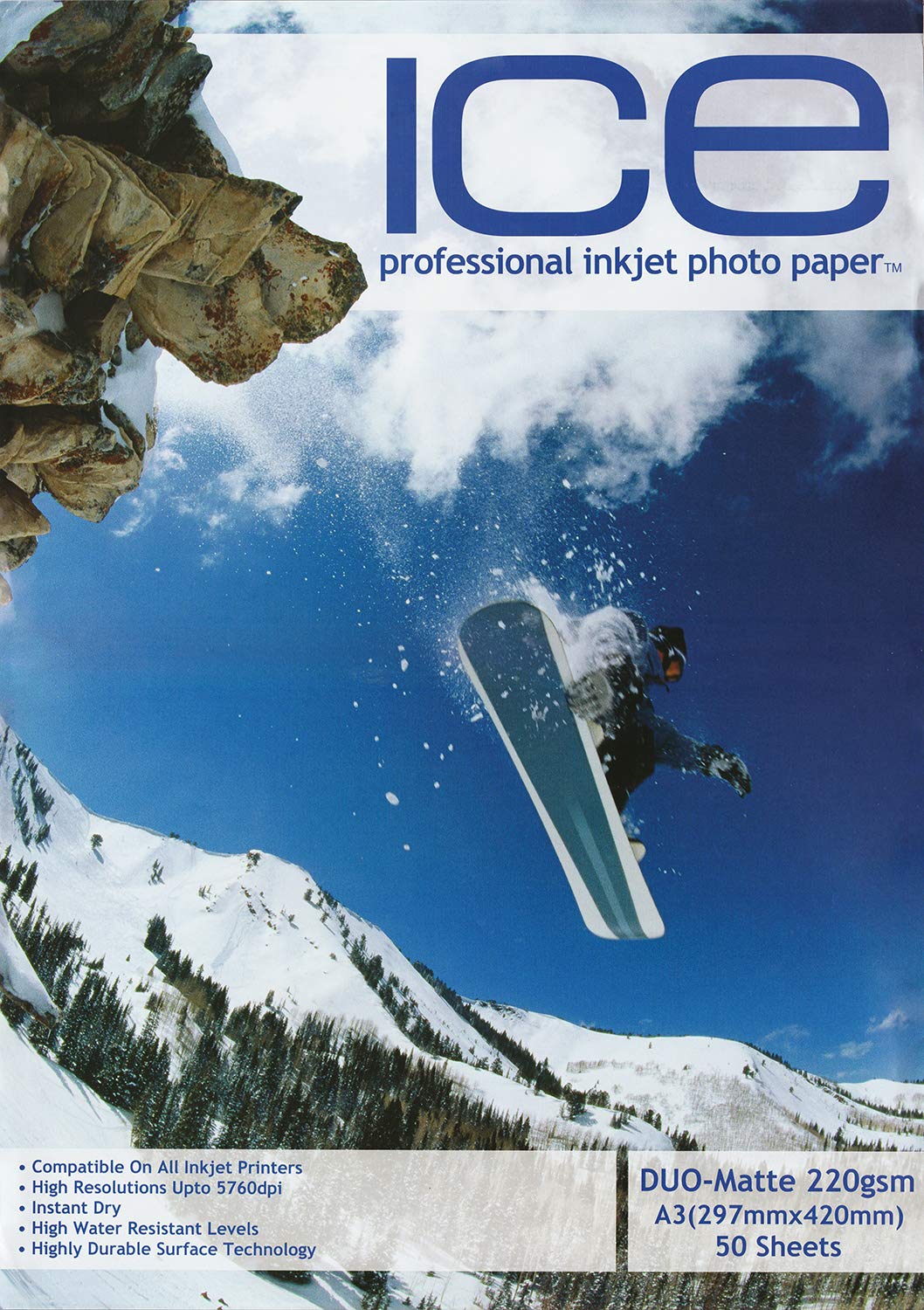 50 x ICE A3 Duo Matte/Matte Inkjet Photo Printing Paper - 220gsm - Professional Premium Photographic Paper