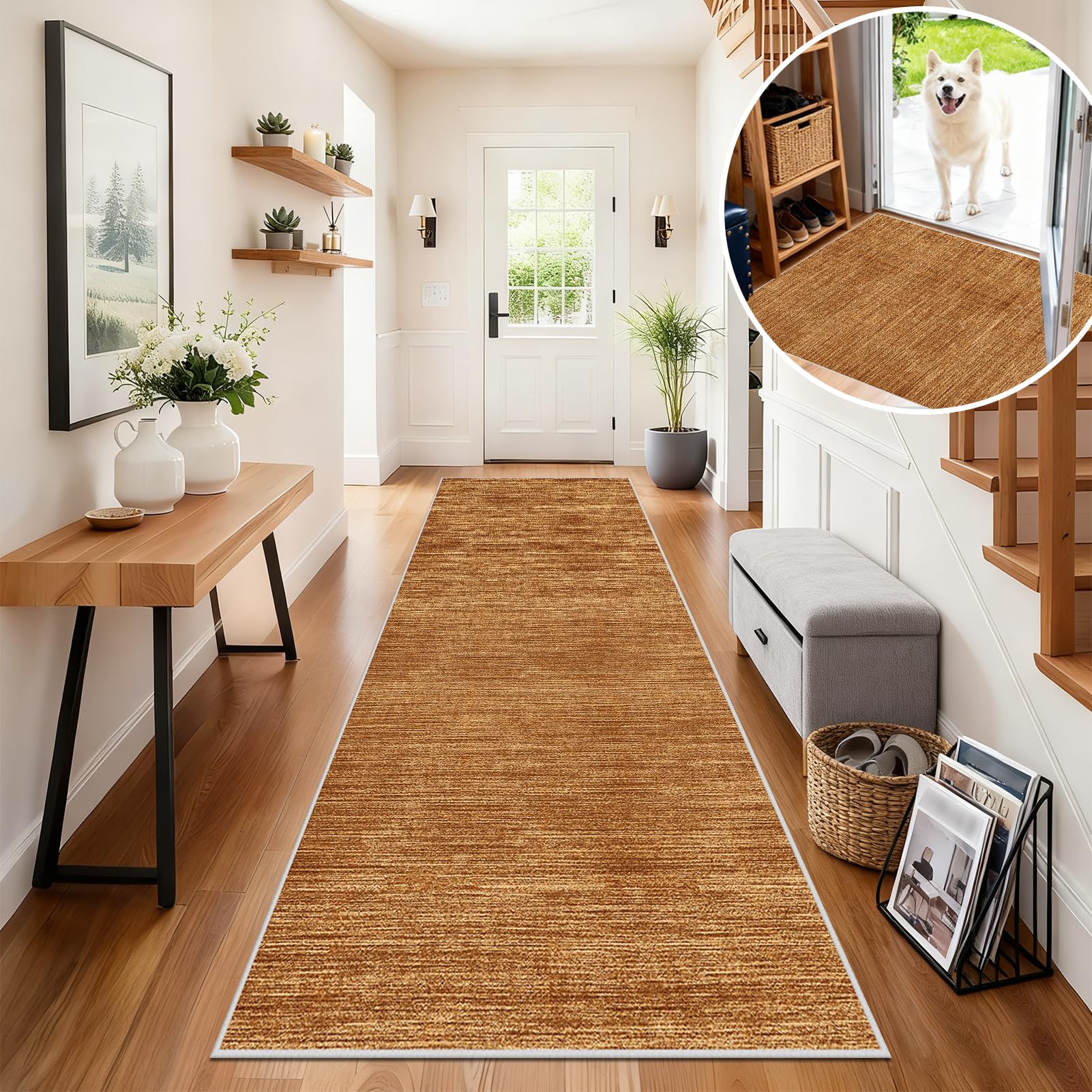 Teppich Läufer Flur Lang 50 x 300 cm Waschbar Teppichläufer Flur Läufer Teppich rutschfest Küchenteppich Flurläufer Teppich Läufer für Küche Eingang Korridor Wohnzimmer Schlafzimmer