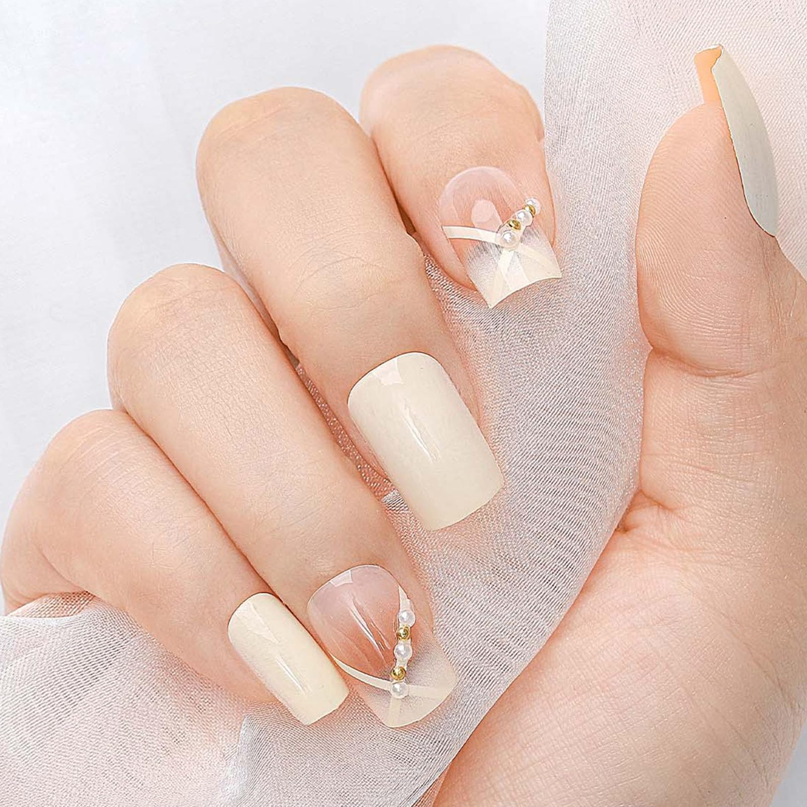 Amazon | Sethexy 24枚入ネイルチップ ロングアーモンド チップ ライン