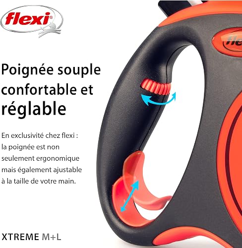 flexi Xtreme M Tape 5 m black/orange, retractable leash for dogs up to 35 kg - 6
