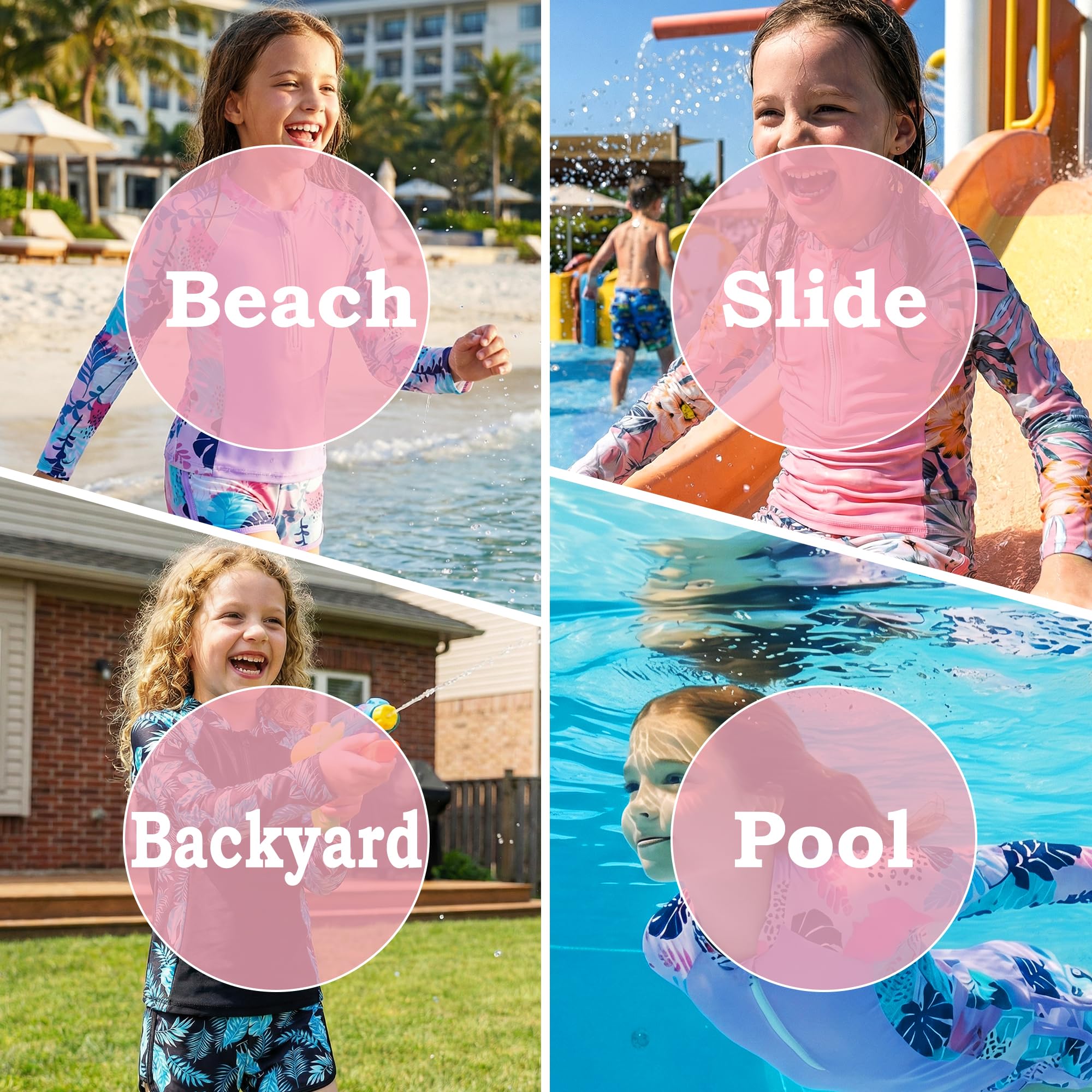 Traje de Baño Niña 2 Piezas Manga Larga Protección Solar, Estampado Top con Cremallera y Shorts Secado Rápido, Bañador Suaves Rash Guard Playa Piscina Ropa para 5-13 Años