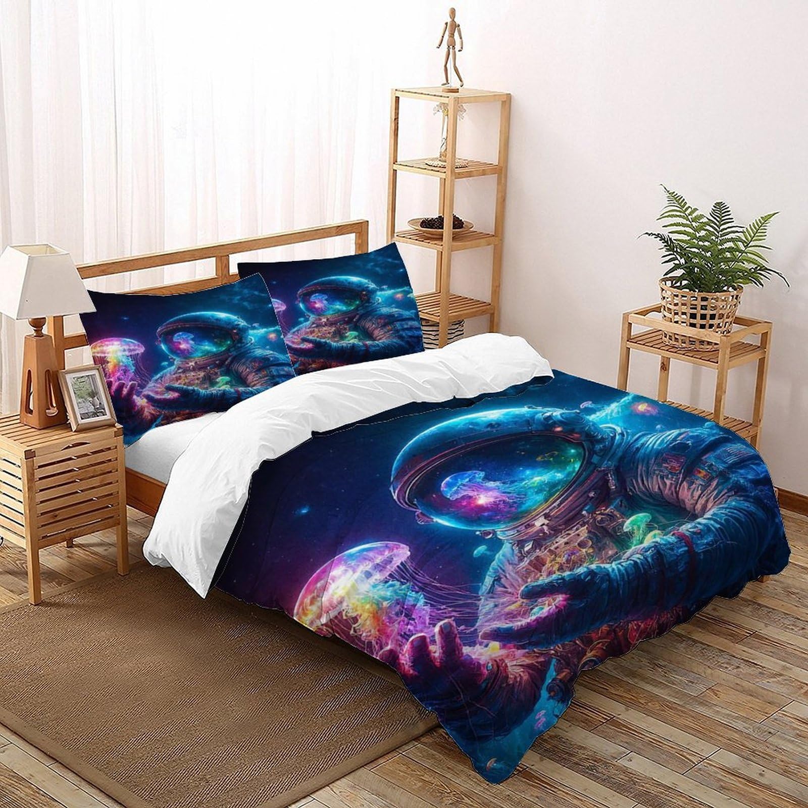 Housses de couettes astronaute et méduse pour chambre double ado