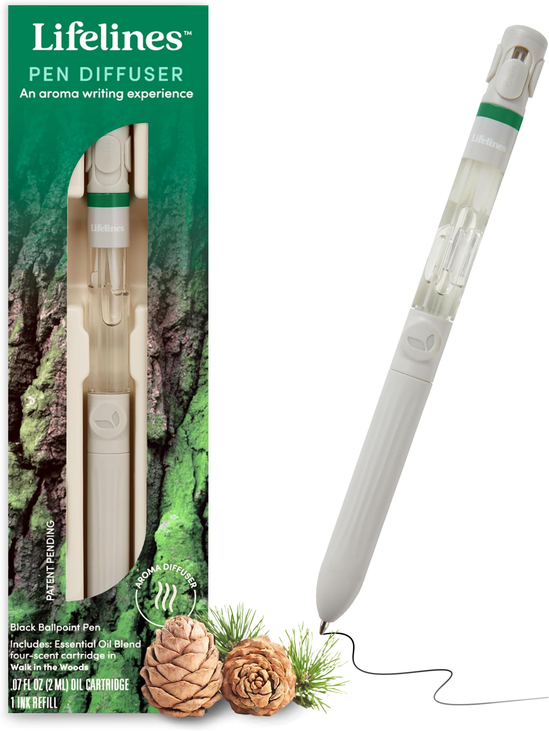 - Lifelines Pen Diffuser, Walk in the Woods - 1mm Black Ballpoint Pen with Scented Essential Oil Blends – Aromatherapy Diffuser & Sensory Immersion Diffuse Aroma As You Write
